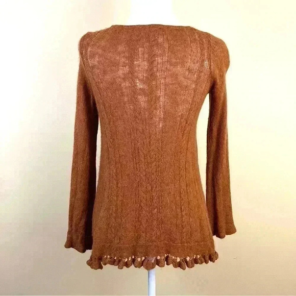 Free People Waterfall Boho Sweater Honey Alpaca Blend V-Neck Sweater Size S - Picture 2 of 16